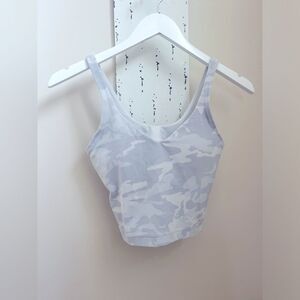 LuLuLemon light gray Camouflage Print sports bra/tank top; Size 4